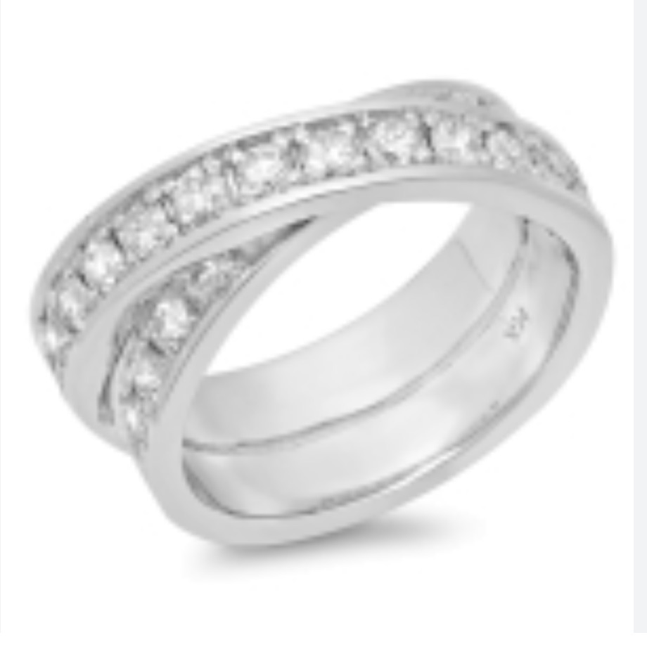 Diamonique Criss Cross Ring. Size 7